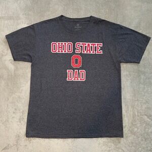 Ohio State Buckeyes Dad Shirt Size L Gray Red College Football NCAA Graphic Tee‎
